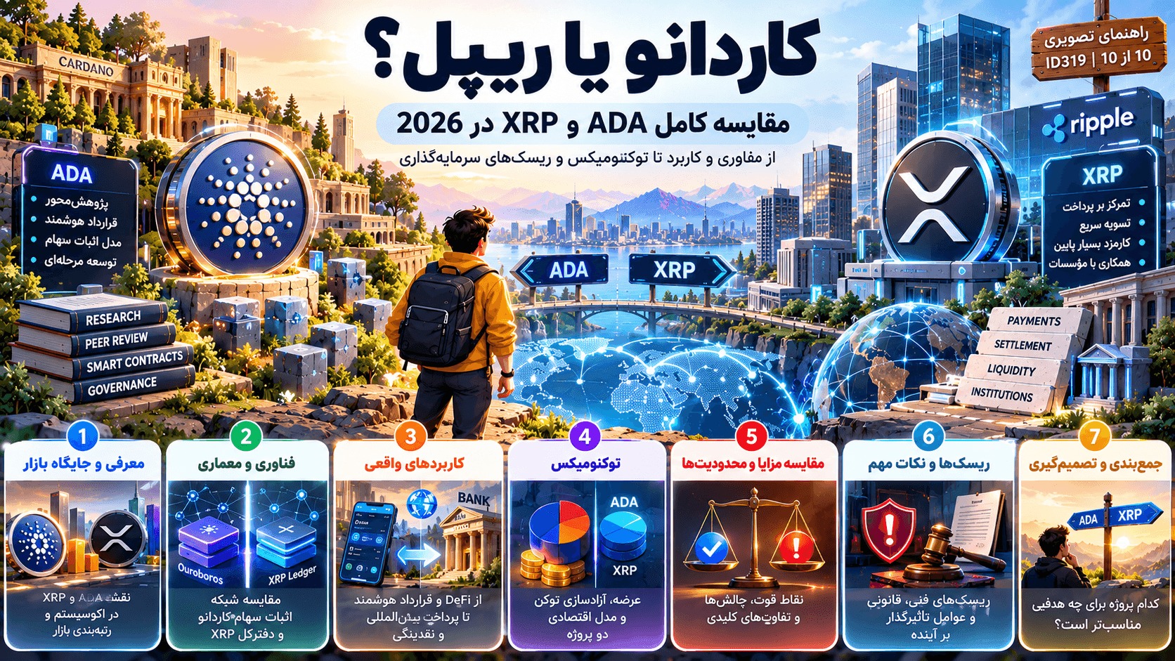 مقایسه کاردانو و XRP در 2026؛ تفاوت فناوری، کارمزد و ریسک