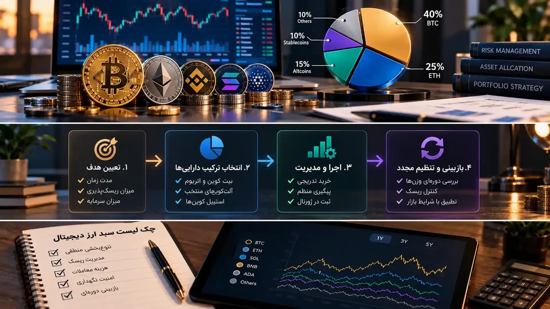 سبد ارز دیجیتال چیست؟ آموزش ساخت پرتفوی و مدیریت ریسک در 2026