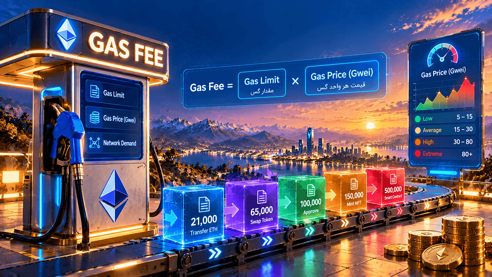 گس فی چیست؟ آموزش محاسبه کارمزد شبکه اتریوم و ترون در ۲۰۲۶