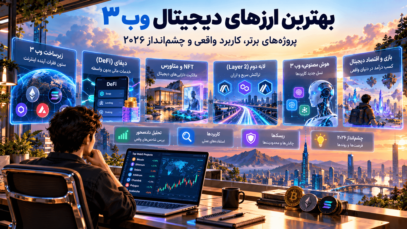 بهترین ارزهای وب 3 در 2026؛ 10 پروژه، کاربرد و ریسک